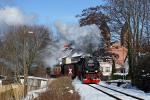 HSB 99 7247 mit dem letzten Dampfzug des Tages ab Wernigerode. (2013-03-24)